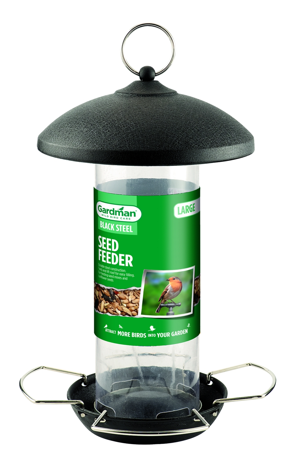 Gardman Black Steel Large Seed Feeder - St Peters Garden Centre