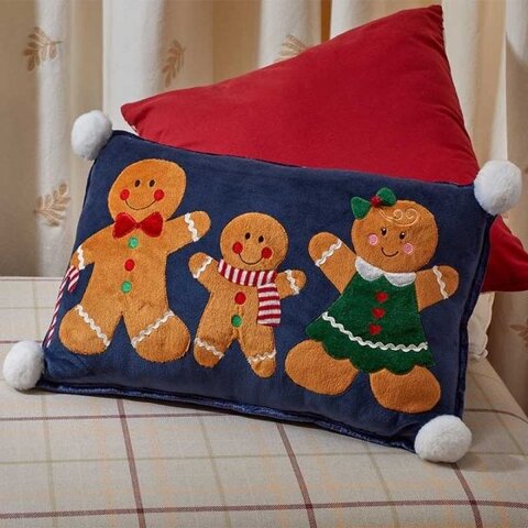 Gingerbread Family Cushion - Navy - image 1