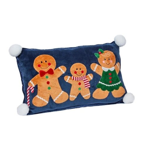 Gingerbread Family Cushion - Navy - image 2